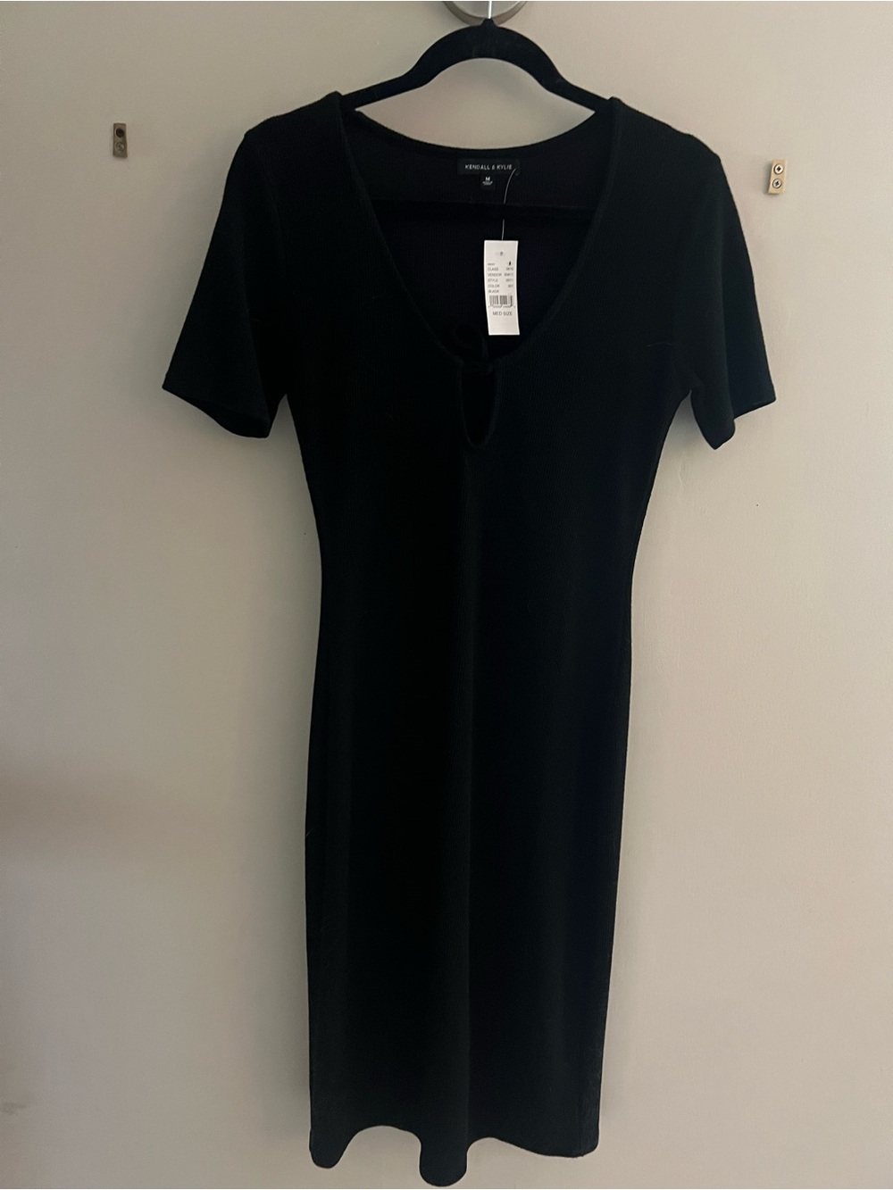 PacSun Ribbed Black V-Neck Short Sleeve Dress